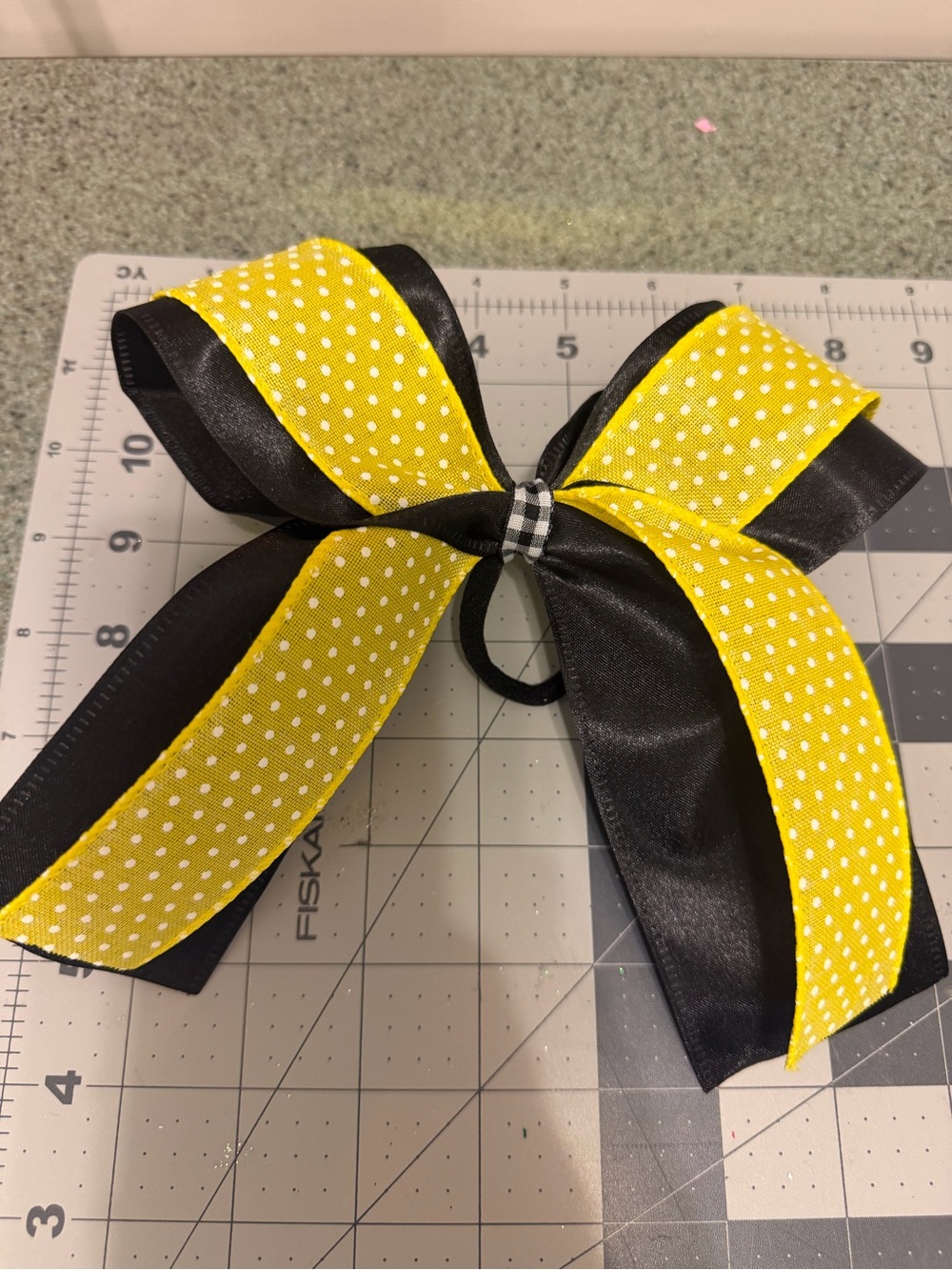 New Black and Yellow Cheer Hair Bow
